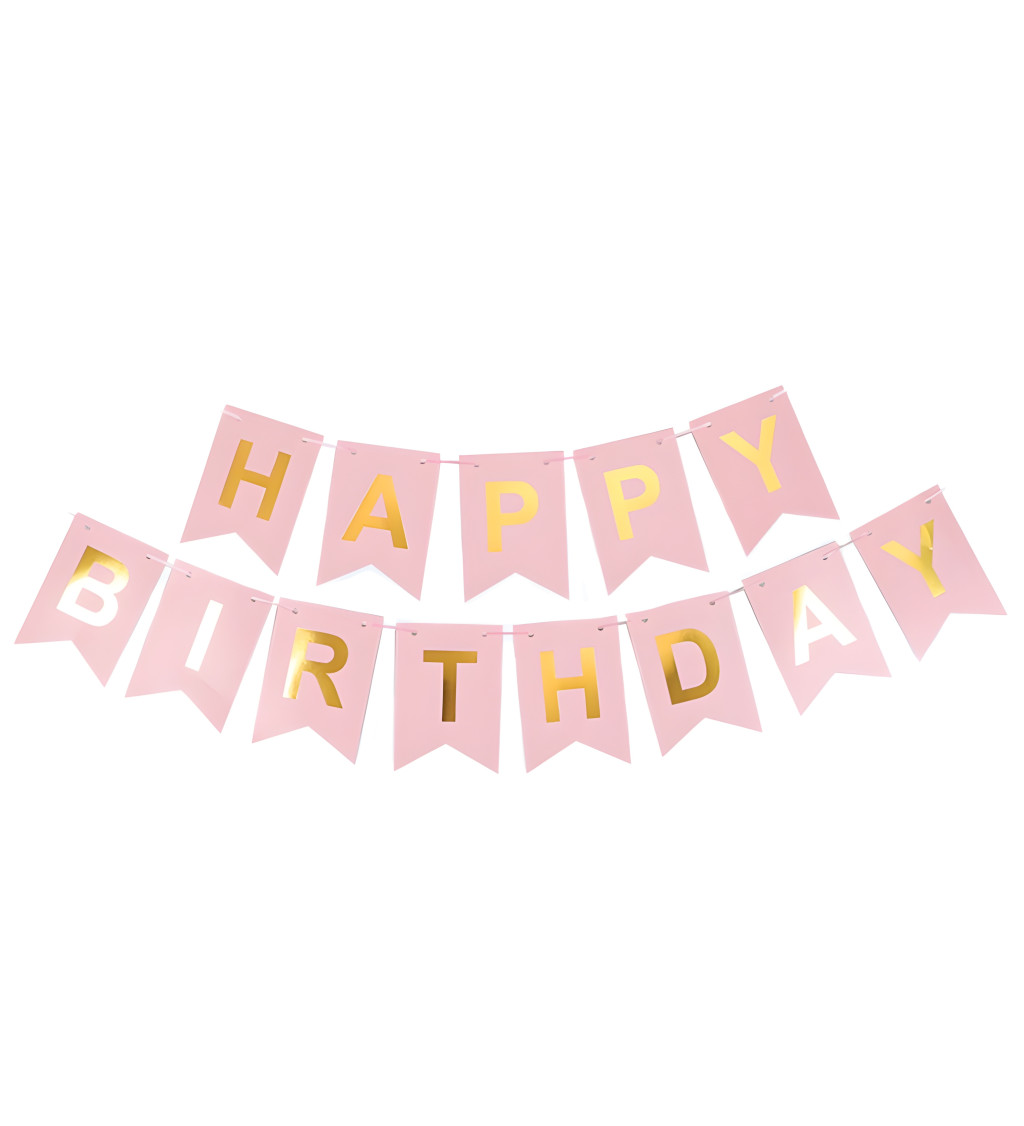 Happy Birthday banner: růžový