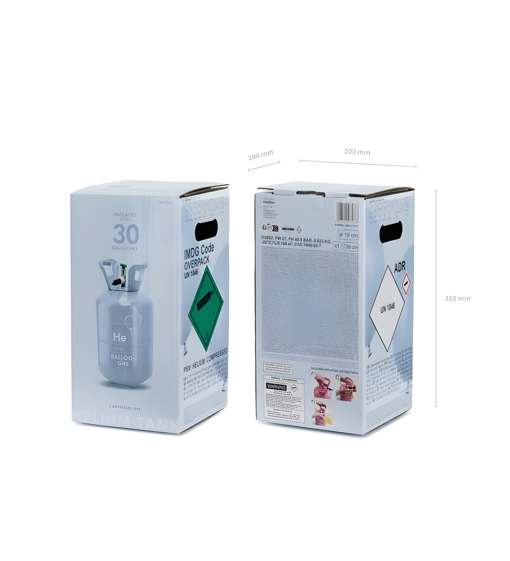 Jednorázová láhev s heliem – světle modrá