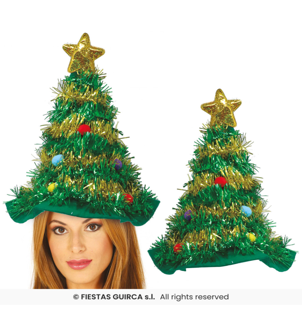 Vánoční čepice ve tvaru stromečku