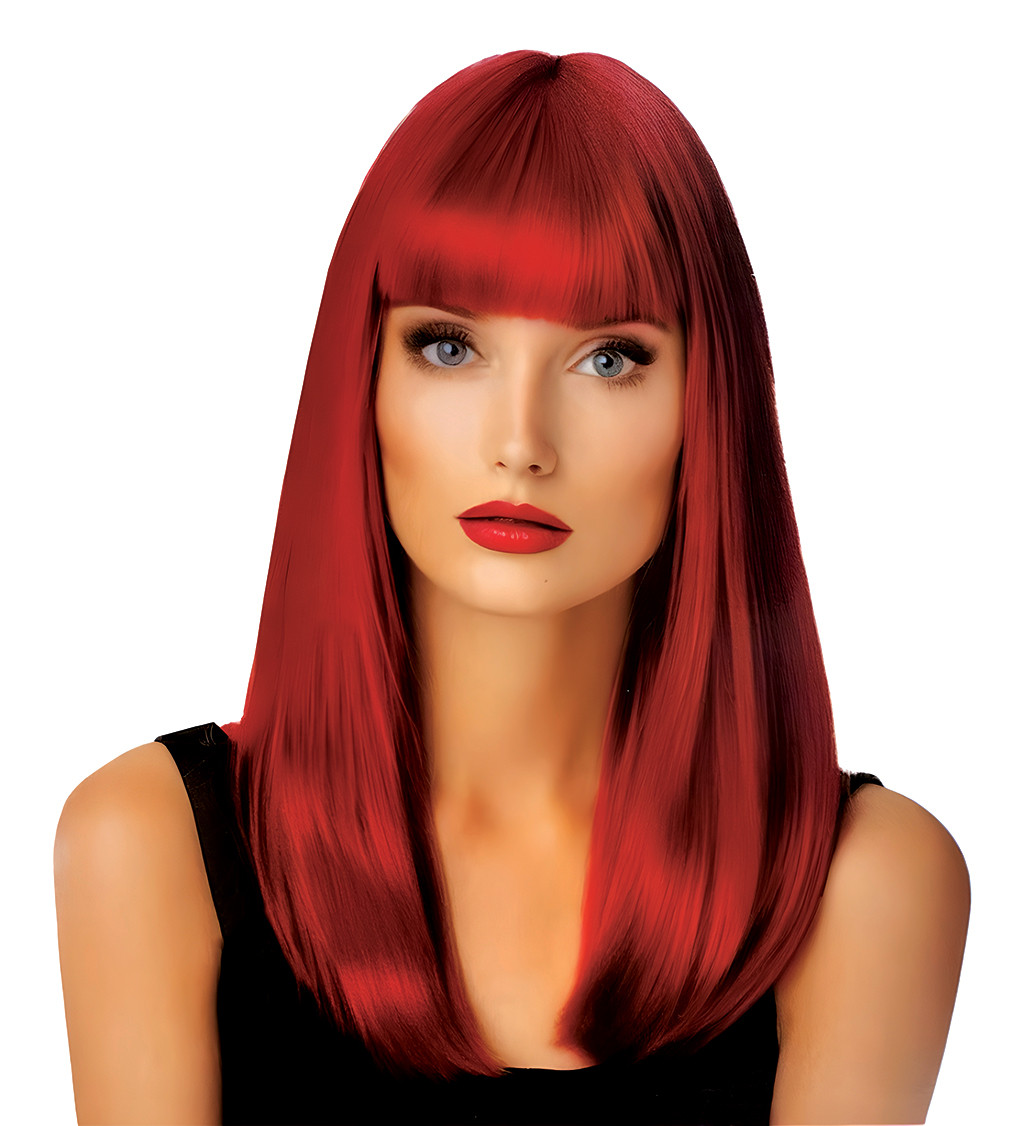 Dámská paruka: rovná červená s ofinou