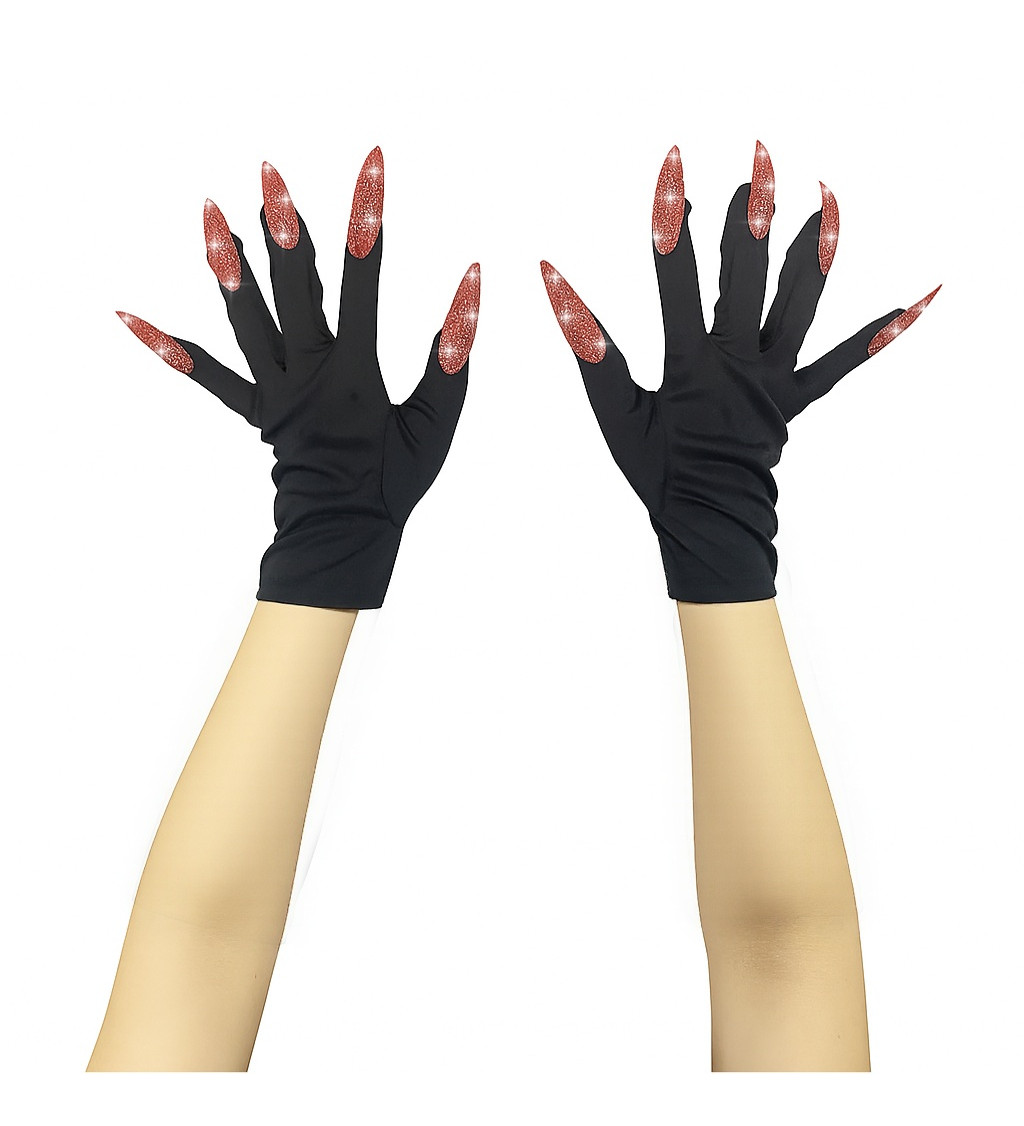 Rukavice – černé s červenými drápy