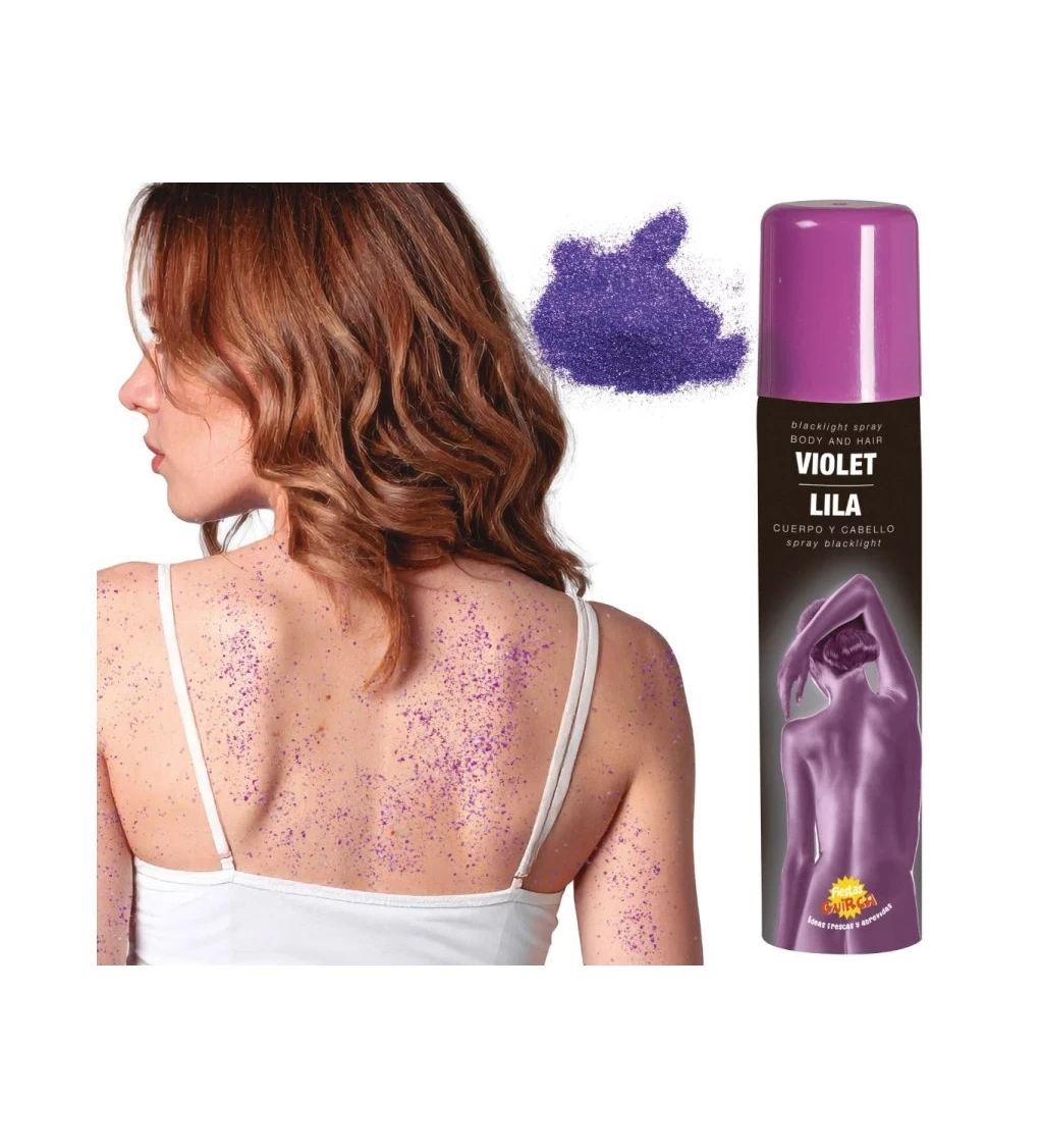 Fialový barevný sprej na vlasy a tělo
