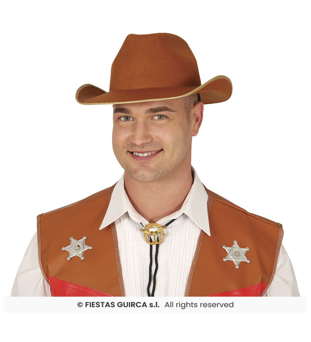 Hnědý kovbojský klobouk