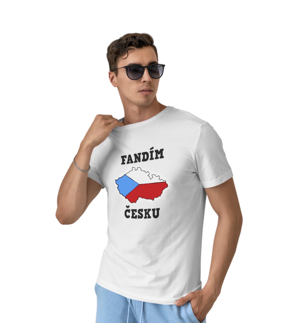 Pánské tričko bílé - Fandím česku