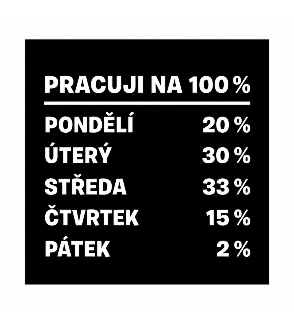 Dámské tričko černé - Pracuji na 100%