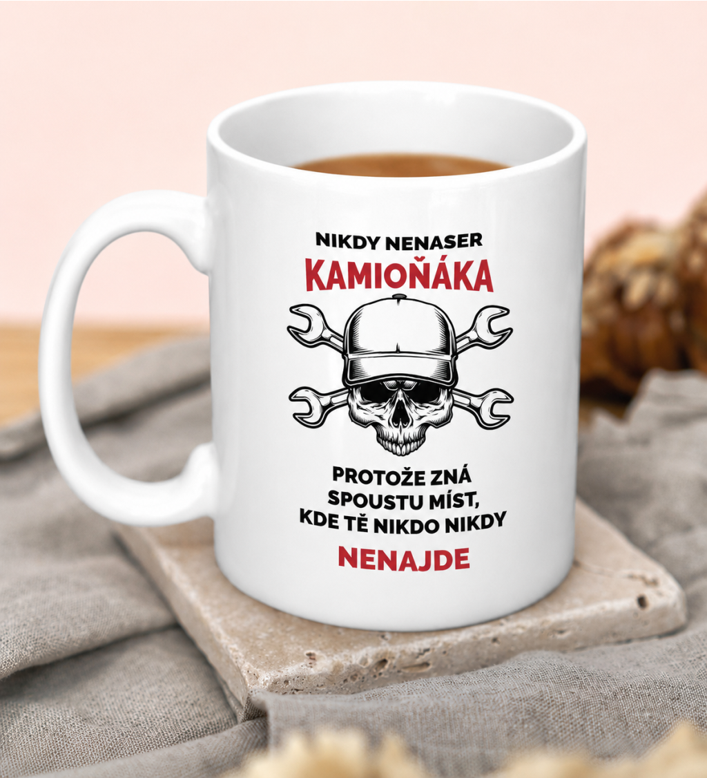 Hrnek bílý - Nikdy nenaser kamioňáka