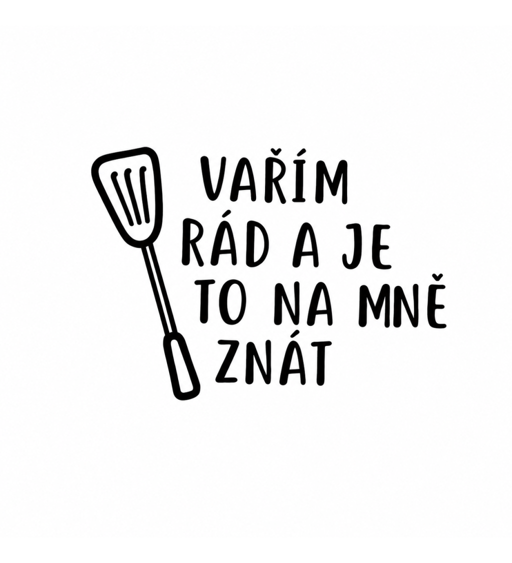 Zástěra s nápisem Vařím rád a je to na mě znát - šedá