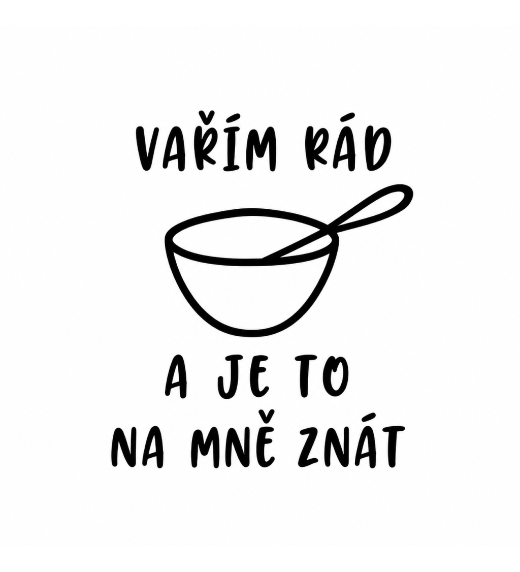 Zástěra s nápisem - Vařím rád a je to na mě znát - šedá