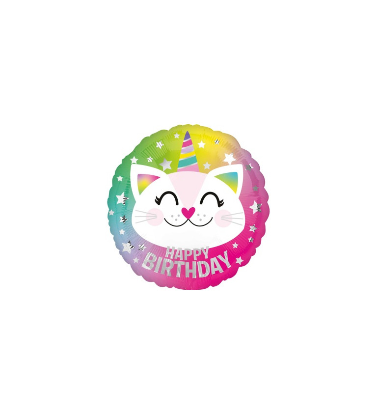Balón happy birthday - kočka