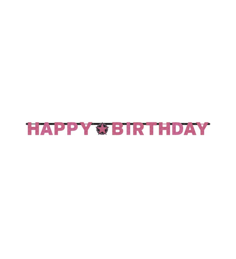 Růžový nápis - Happy Birthday