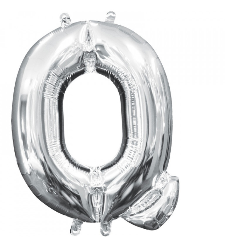 Malý stříbrný fóliový balónek - písmeno Q