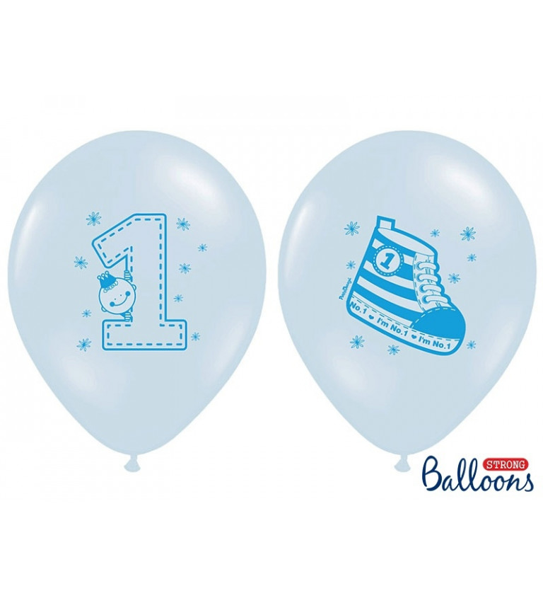 Pastelové balónky -  1. narozeniny kluk