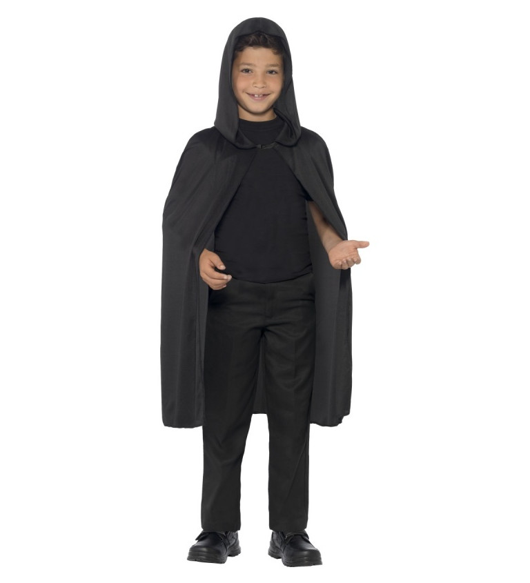 Černý plášť s kapucí - dětský