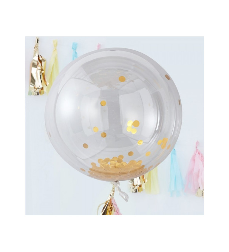 Velký balónek se zlatými konfetami - koule