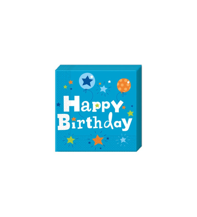 Papírové ubrousky Happy Birthday - modré