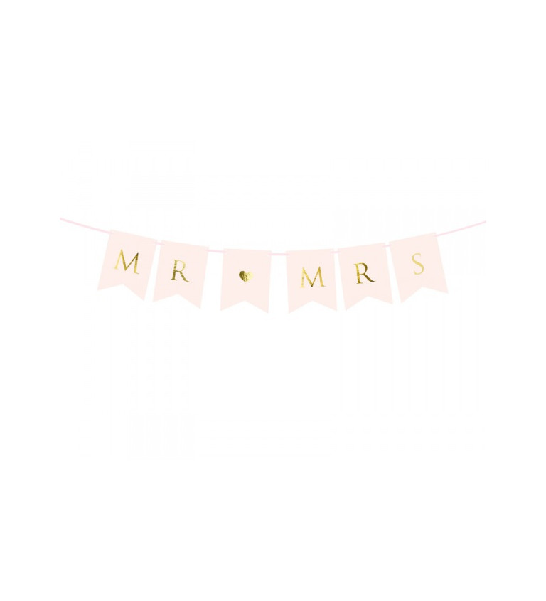 MR & MRS banner - světle růžový