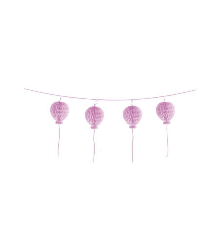 Girlanda s papírovými růžovými balónky