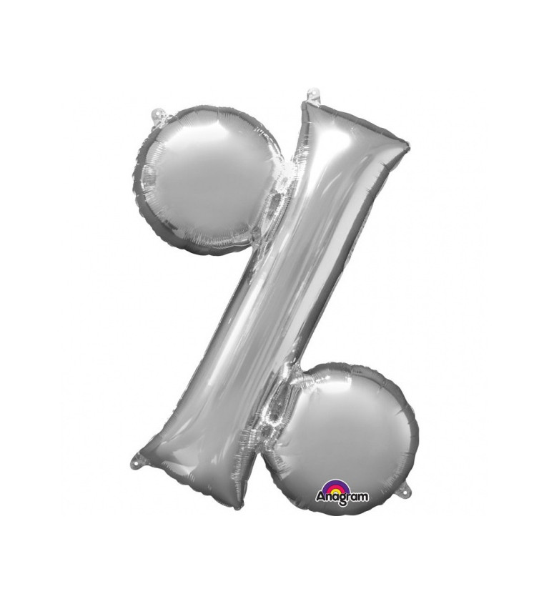 Malý stříbrný fóliový balónek - znak %