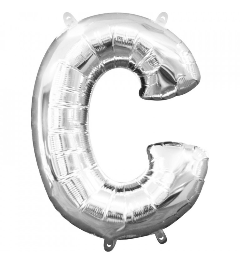 Malý stříbrný fóliový balónek - písmeno C