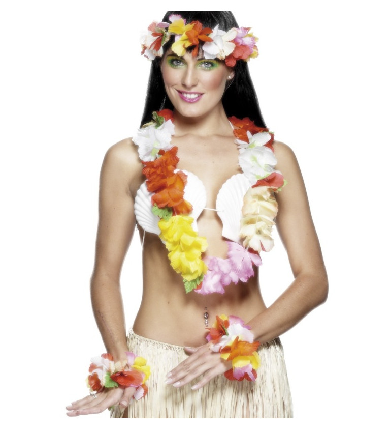 Havajská Lei sada - barevné květy