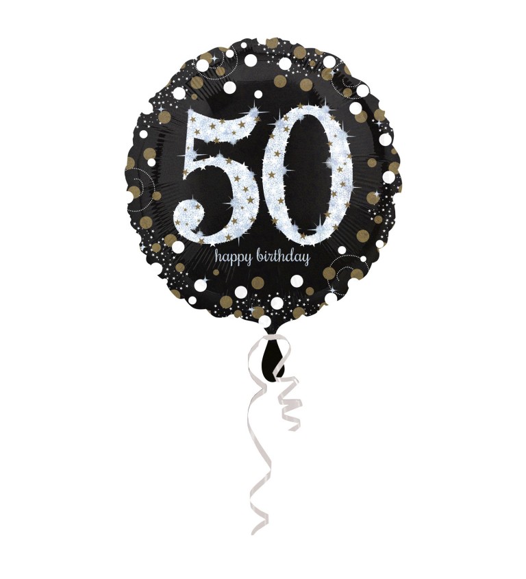 Kulatý balónek 50 - černo-bílý