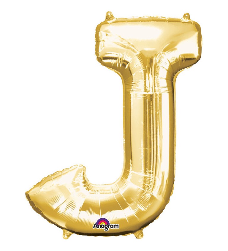 Fóliový balónek písmeno J - zlatý