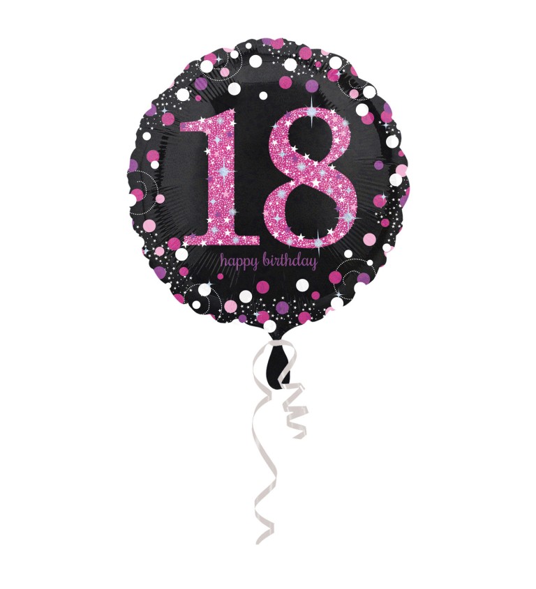 Kulatý balónek 18 - růžovo-černý