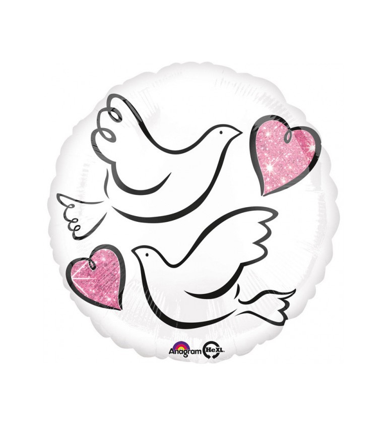 Fóliový balónek "Wedding Doves"