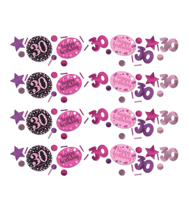 Narozeninové konfety 30 - růžové