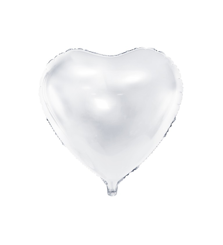 Fóliový balónek Bílé metalické srdce