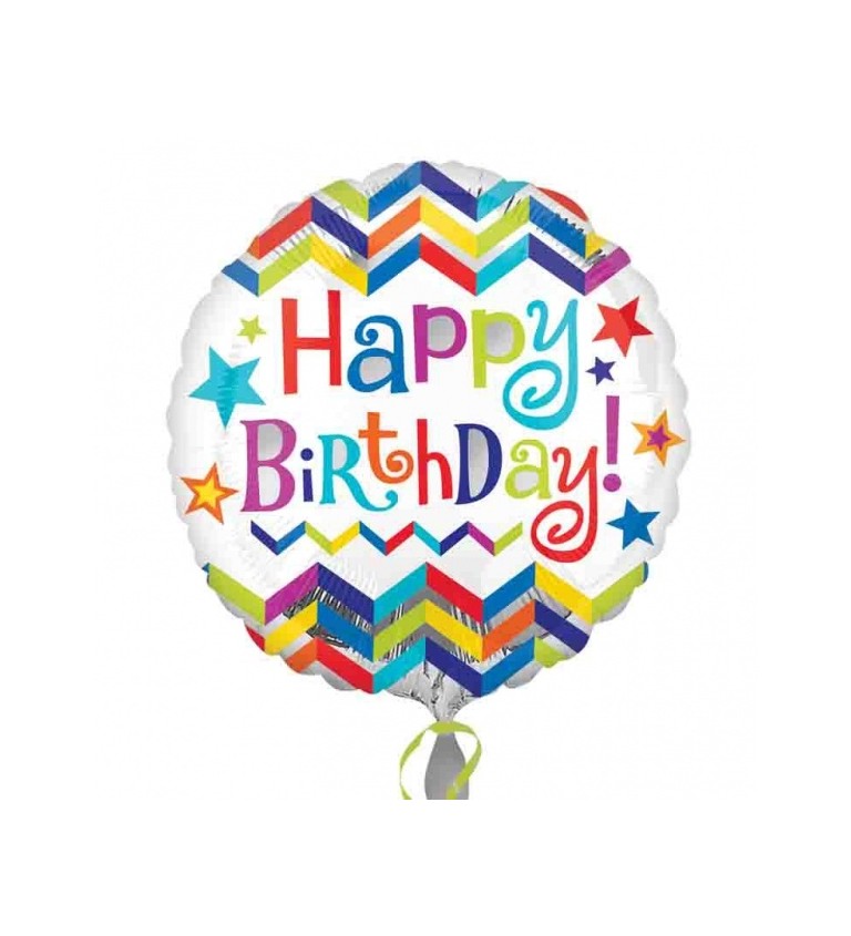 Balónek Happy Birthday - kulatý