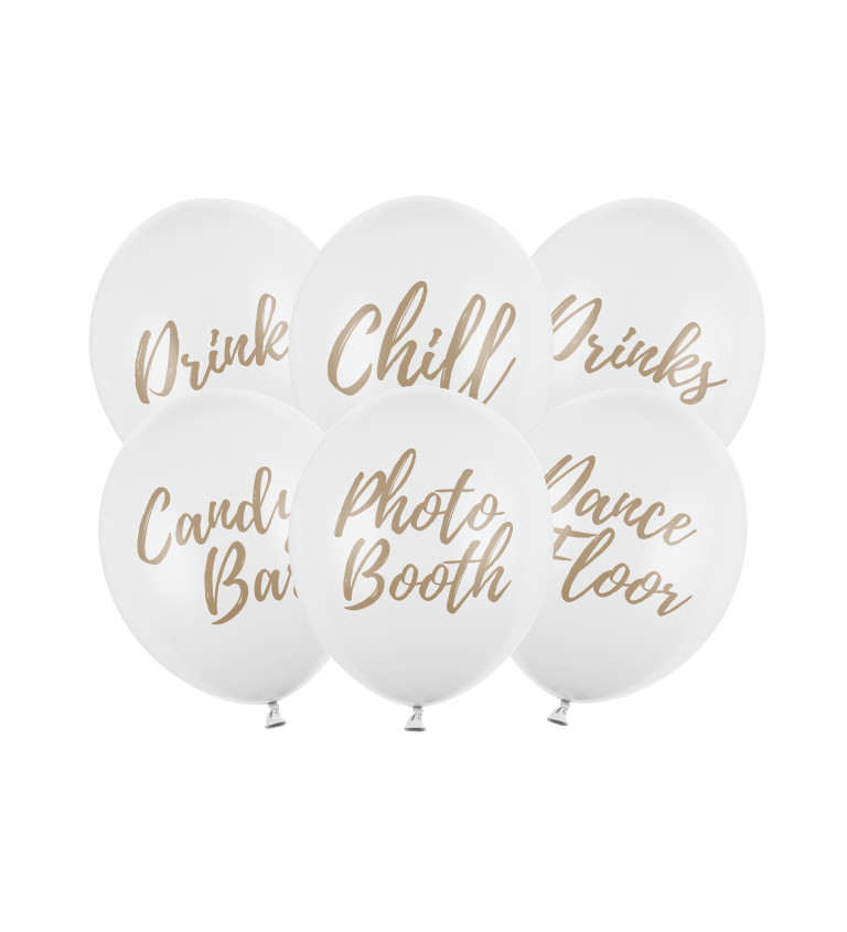 Set bílých balónků s nápisem