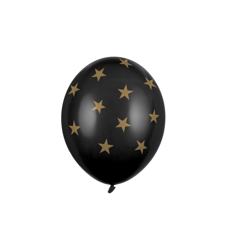 Balónky černé s hvězdami - 50 ks