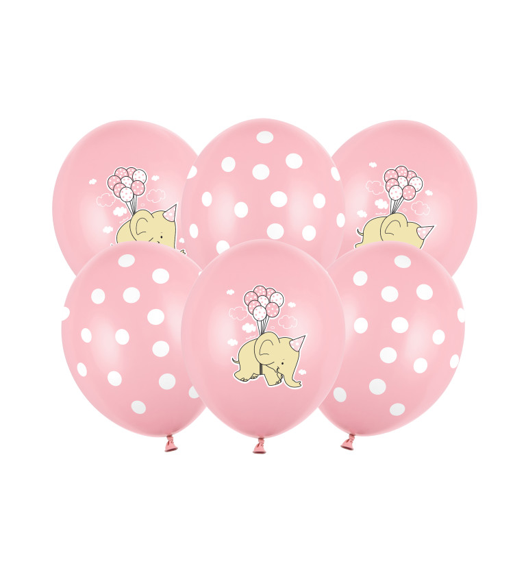 Růžové latexové balónky sloník