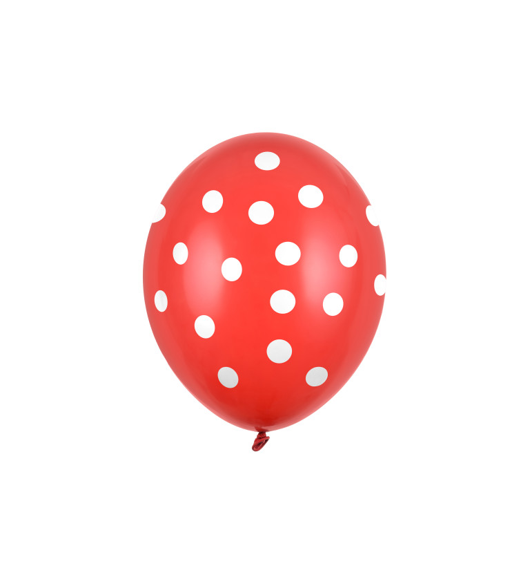 Balónky latexové - červené s puntíky