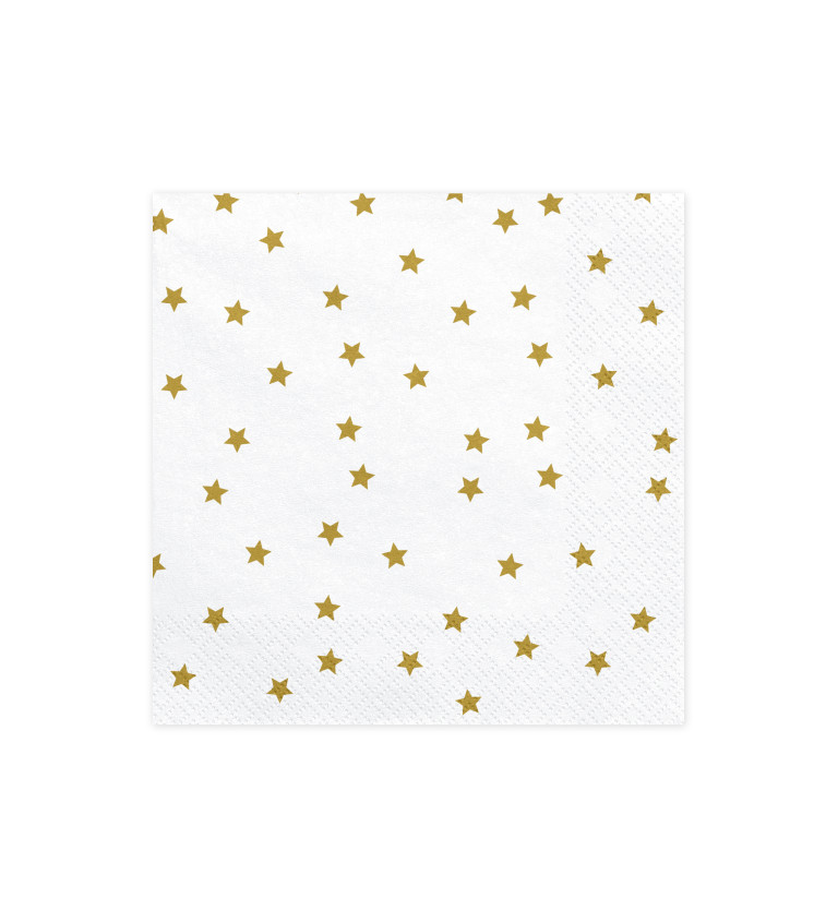 Bílé ubrousky se zlatými hvězdičkami