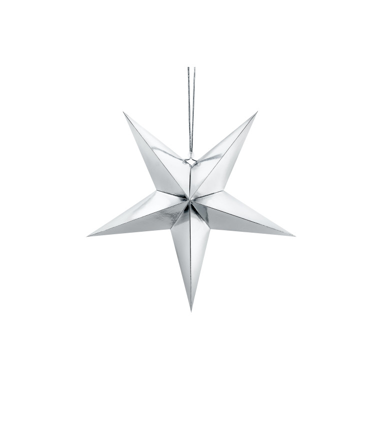 Stříbrná papírová hvězda - 45 cm