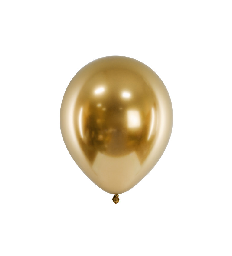Chromově zlaté balónky - sada 10 ks