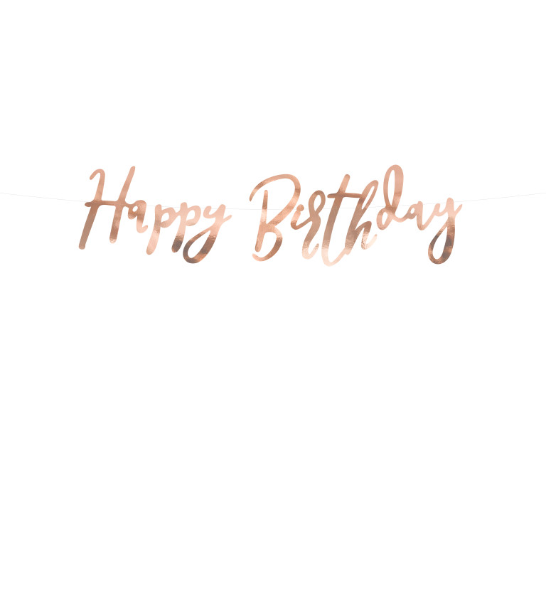 Zlato-růžová girlanda - Happy Birthday