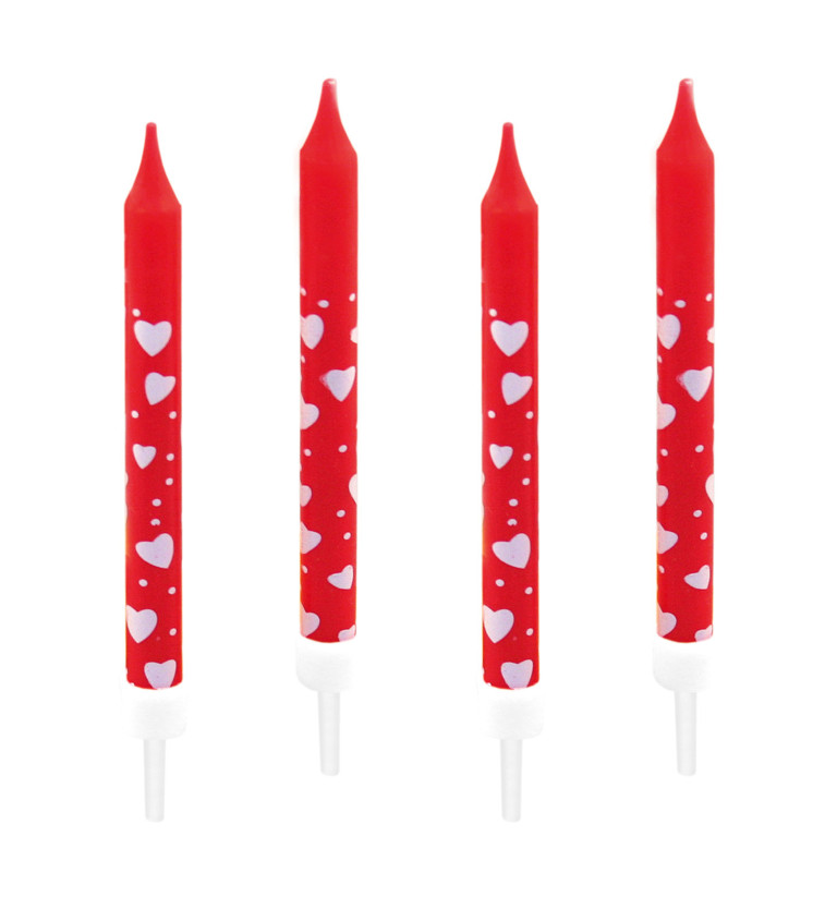 Červené svíčky - srdíčka - 10 ks