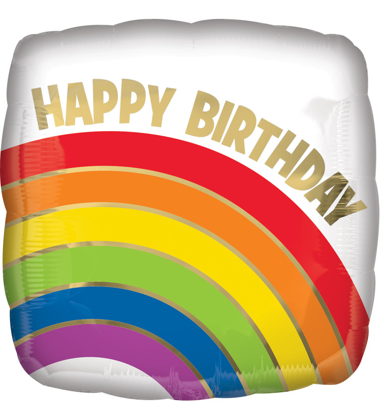 Duhový fóliový balón - Happy Birthday