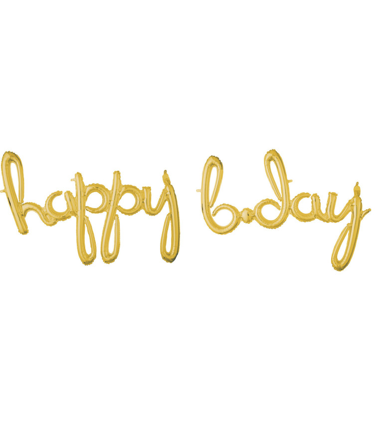 Balónek - Happy Birthday zlatý
