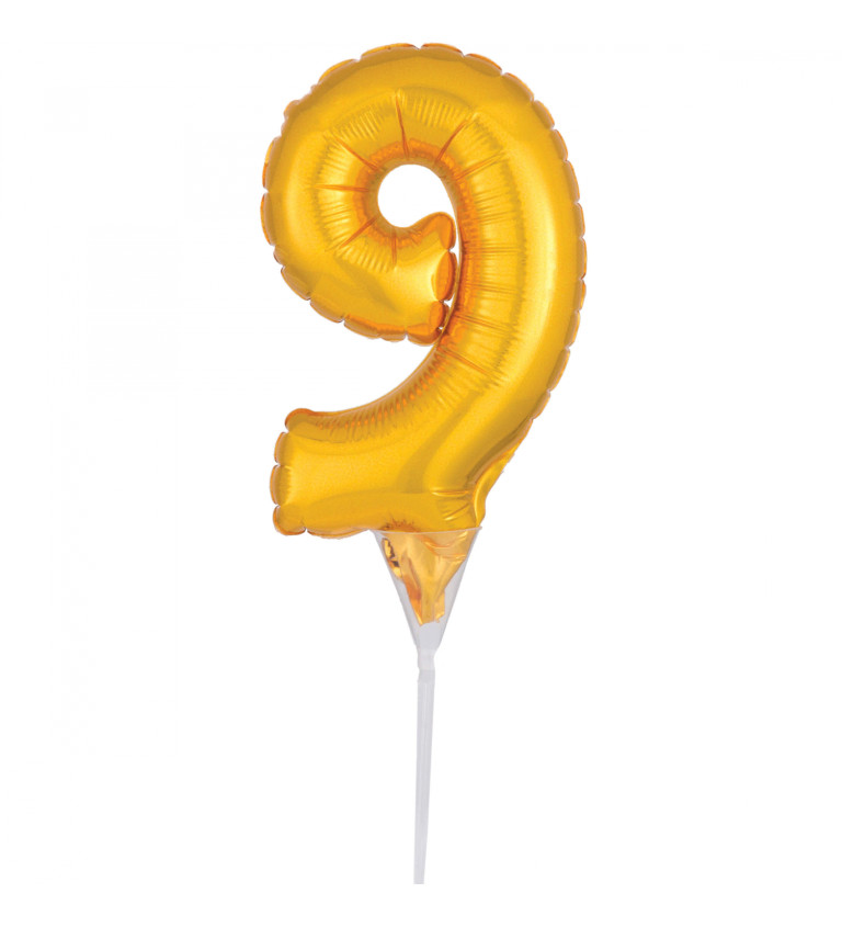 Zlatý fóliový balónek - číslo 9