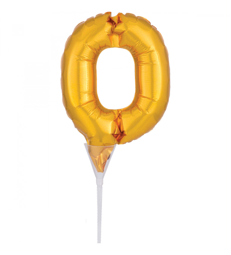 Zlatý fóliový balónek - číslo 0