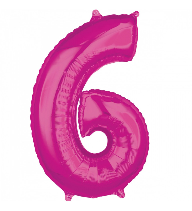 Růžový fóliový balónek - číslo 6
