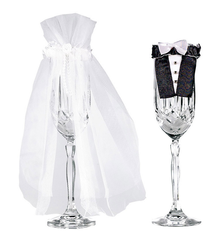 Dekorace na svatební skleničky