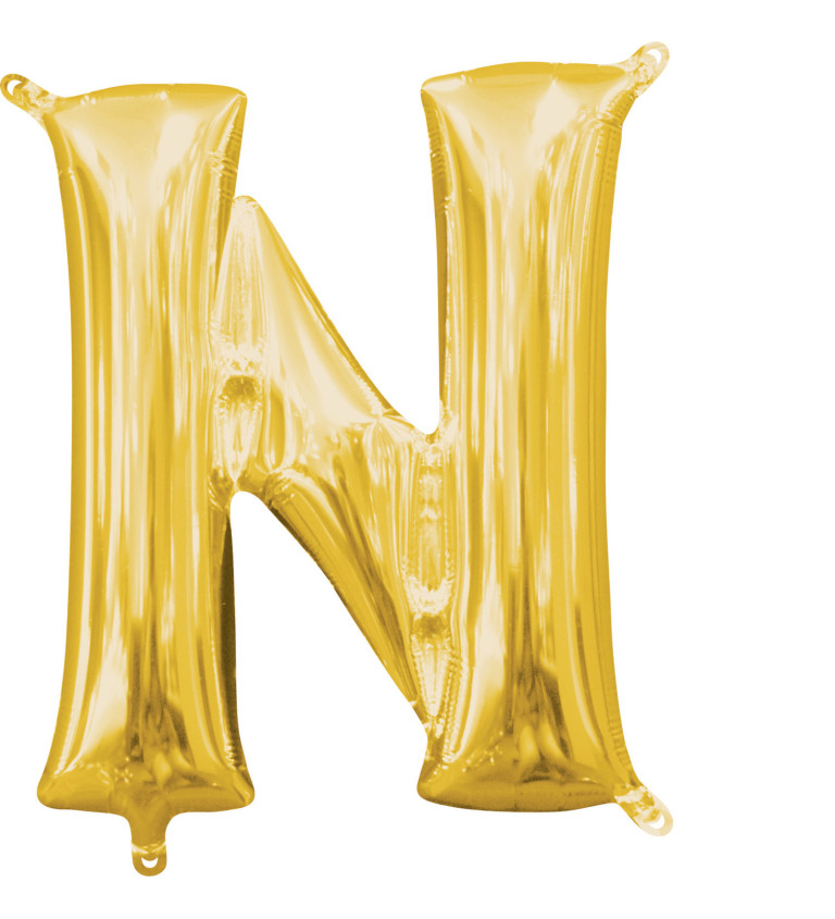 Malý zlatý fóliový balónek - písmeno N