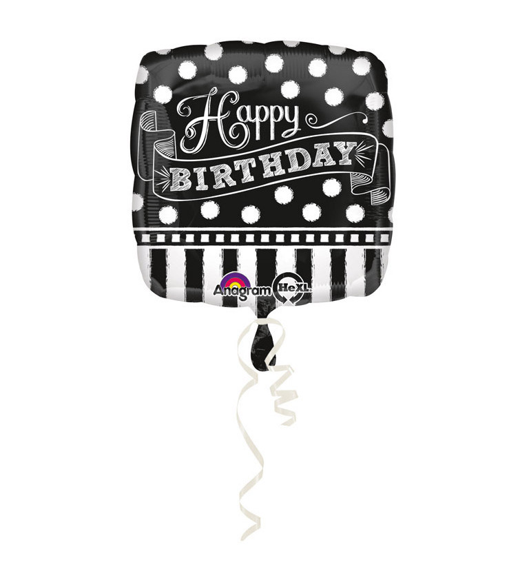 Černý balónek Happy Birthday