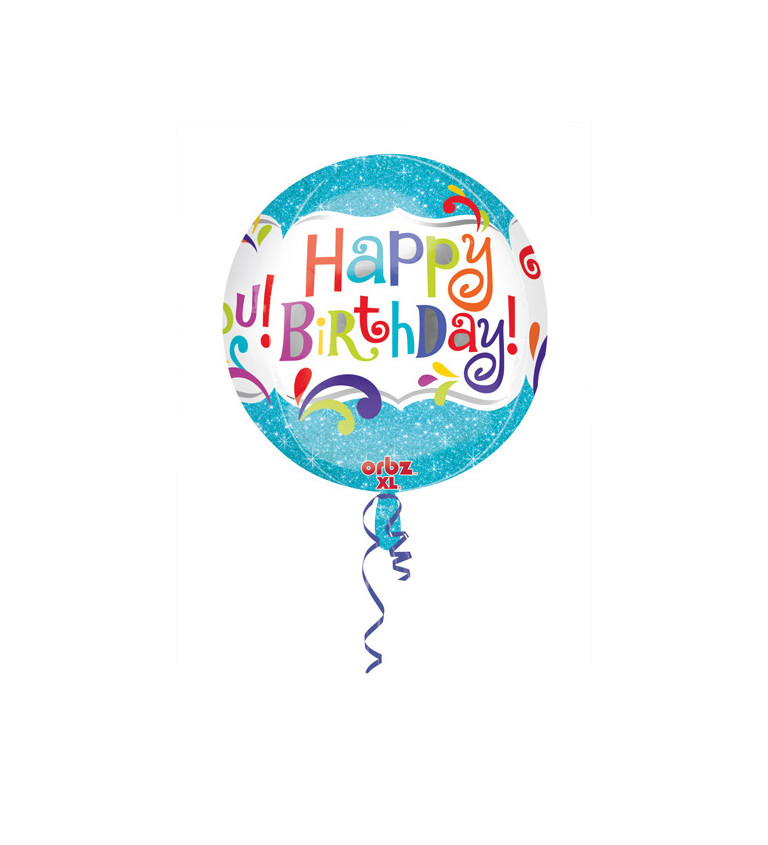 Happy Bday - modrý balón