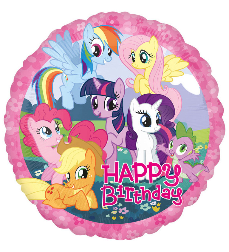 Balón Happy birthday s poníky